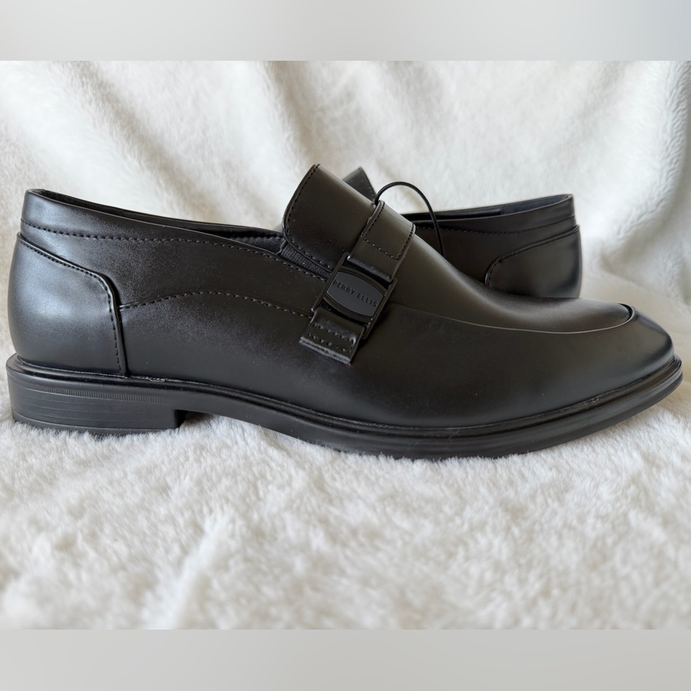 Perry Ellis Portfolio Ultrafoam Black Slipon Men's Dress Shoes - Size 10.5 Wide